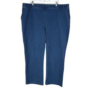 L.L. Bean Denim Pull On Jeans Womens 3X Fleece Lined Blue Stretch‎ NWT PT-2400